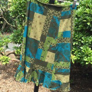 Georgiou Block Art Flare End A-Line Midi Skirt